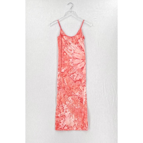 Enza Costa Dresses & Skirts - ENZA COSTA Pima Cotton Tank Dress Womens S Orange Tie Dye Midi Spaghetti Strap